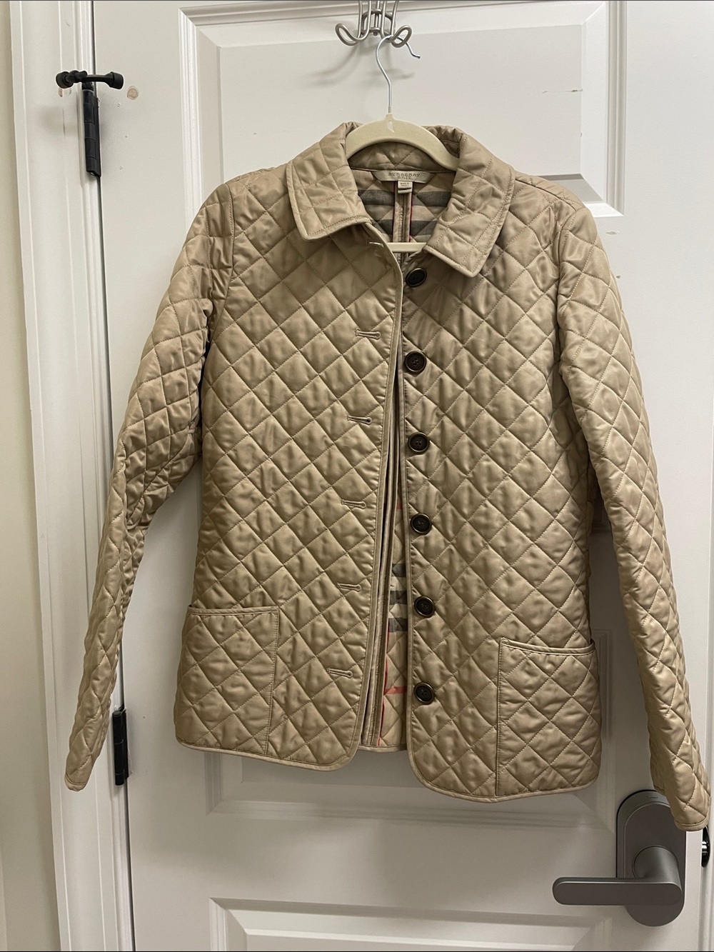 Burberry Quilted Beige Button-Front Jacket